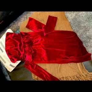 Red Velvet Strapless Dress
